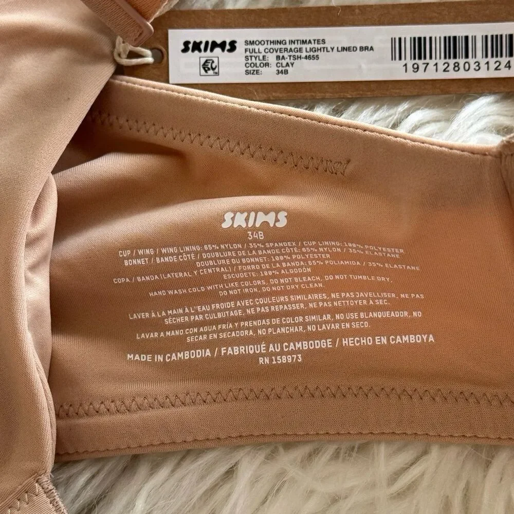 Skims Smoothing Intimates Full Coverage Lightly Lined Bra Clay Size 34B - Picture 7 of 8